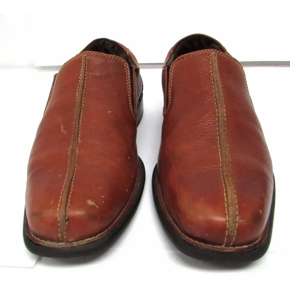 Johnston & Murphy men's 9 brown leather shoes loafers slip on comfort